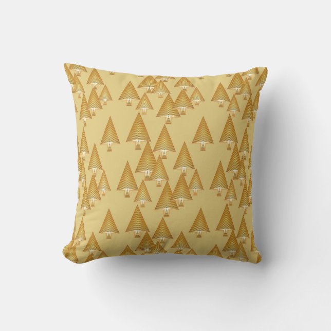 Modern metallic Christmas trees - yellow gold Cushion (Front)