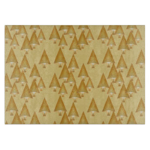 Modern metallic Christmas trees - yellow gold Cutting Board