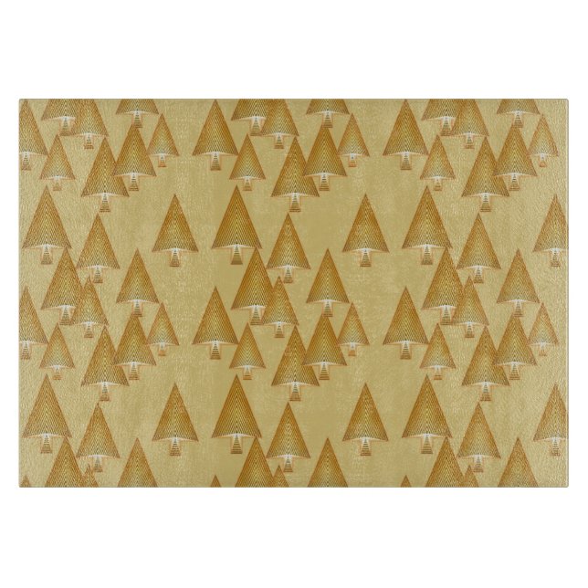 Modern metallic Christmas trees - yellow gold Cutting Board (Front)