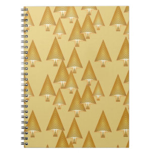 Modern metallic Christmas trees - yellow gold Notebook