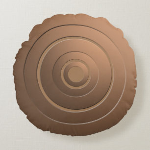 Modern Metallic Circles Bronze with any Colour Round Cushion