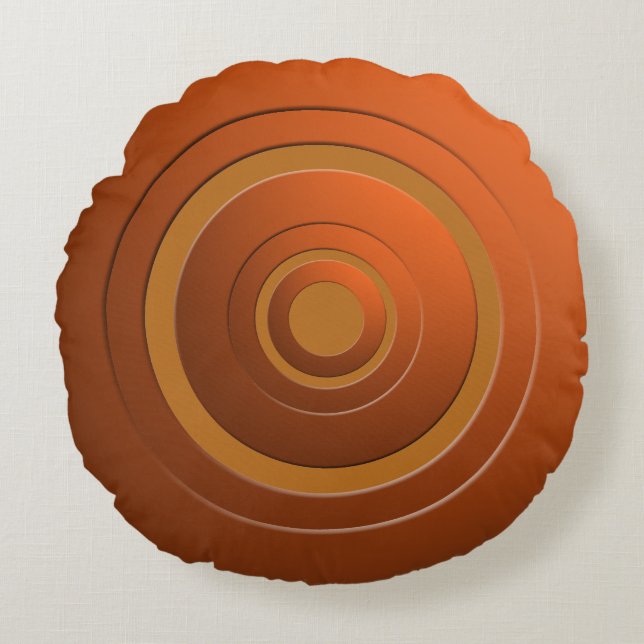 Modern Metallic Circles Orange with any Colour Round Cushion (Front)