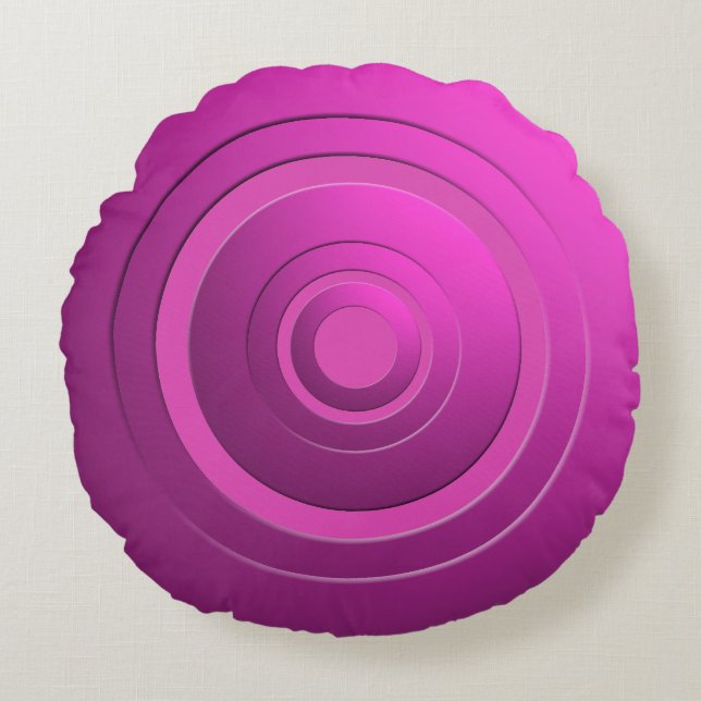 Modern Metallic Circles Pink with any Colour Round Cushion (Front)
