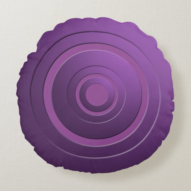 Modern Metallic Circles Purple with any Colour Round Cushion (Front)