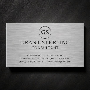 Modern Metallic Consultant Luxury Monogram Business Card