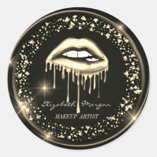 Modern Metallic Dripping Lips,Confetti  Classic Round Sticker