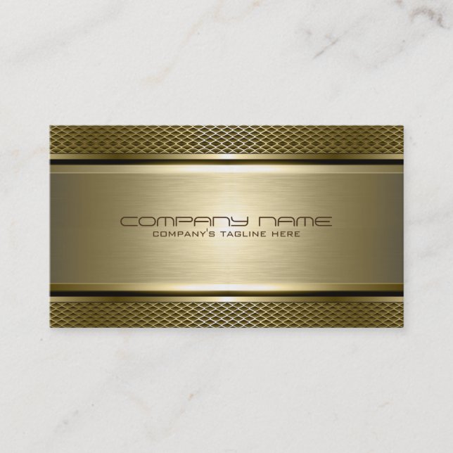 Modern Metallic Faux Gold Brushed Aluminium Look Business Card (Front)