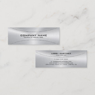 Modern Metallic Faux silver Stainless Steel Look Mini Business Card