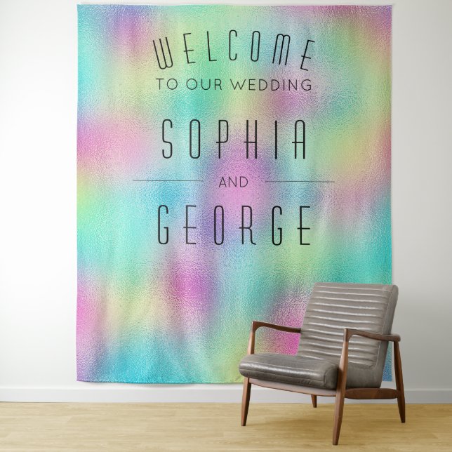 Modern Metallic Foil Wedding Decor Backdrop Tapestry (In Situ)