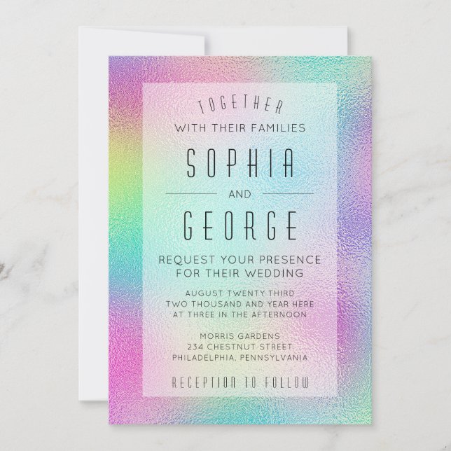 Modern Metallic Foil Wedding Invitations (Front)
