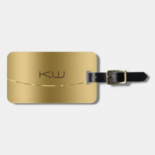 Modern Metallic Gold Design Stainless Steel Look Luggage Tag