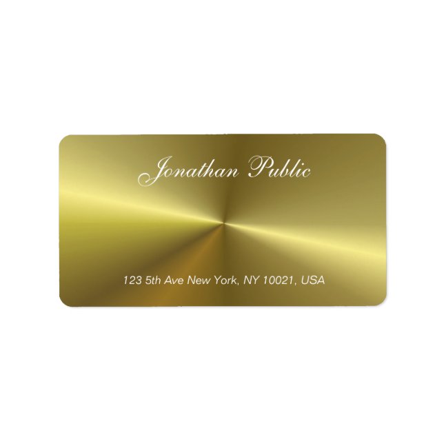 Modern Metallic Gold Look Script Trendy Template Label (Front)