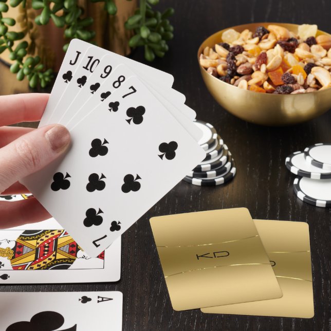 Modern Metallic Gold Stainless Steel Look Desk Bus Playing Cards (In Situ)