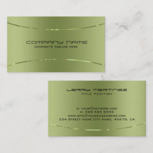 Modern Metallic Green Stainless Steel Look Business Card
