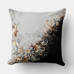 Modern Metallic Grey Black Throw Pillow