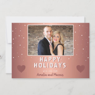 Modern Metallic Heart Snowflake Photo Christmas