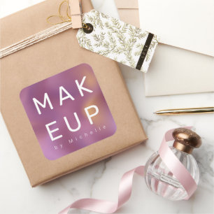Modern Metallic Ombre Makeup Artist Monogram Square Sticker