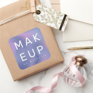 Modern Metallic Ombre Makeup Artist Monogram Square Sticker