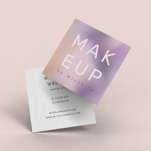 Modern Metallic Ombre Makeup Artist Square Business Card