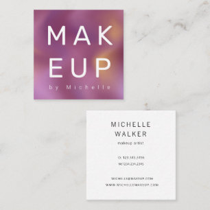 Modern Metallic Ombre Makeup Artist Square Business Card