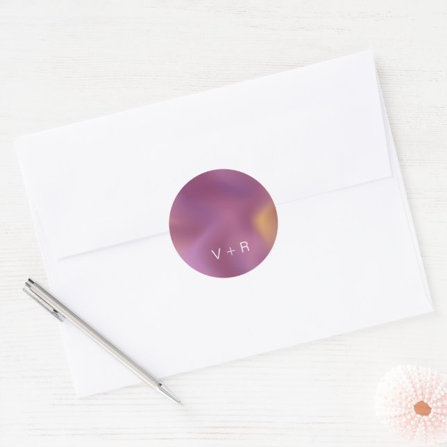 Modern Metallic Ombre Monogram Wedding Sticker (Envelope)