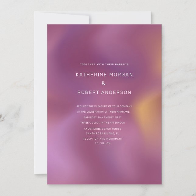 Modern Metallic Ombre Pattern Wedding Invitation (Front)