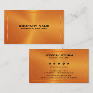 Modern Metallic Orange Texture Black Typography Business Card