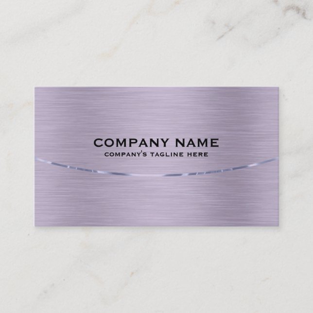 Modern Metallic Purple Brushed Steel Look Business Card (Front)