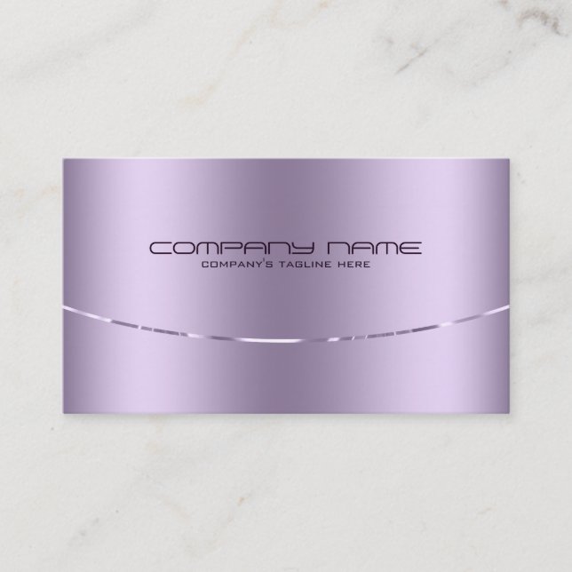 Modern Metallic Purple Design Stainless Steel Look Business Card (Front)
