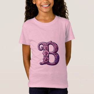 Modern Metallic Rosemaling Letter B, Pink/Purple T-Shirt