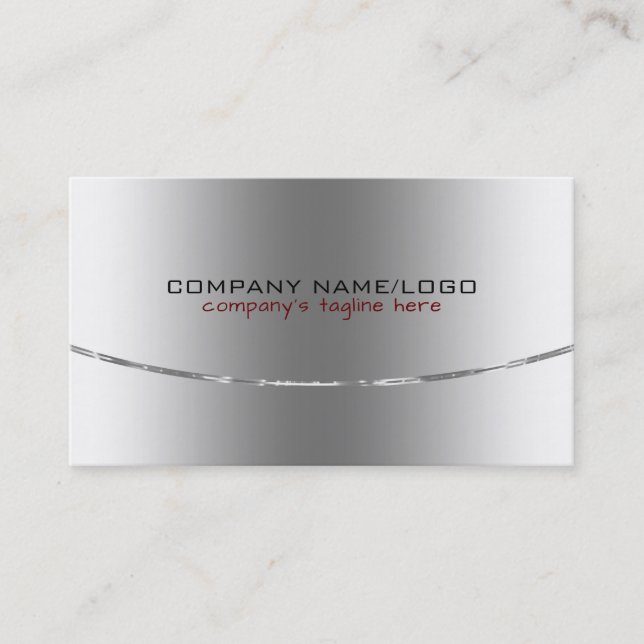 Modern Metallic Shine Silver Design Business Card (Front)
