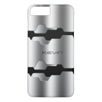 Modern Metallic Silver & Black Geometric Design