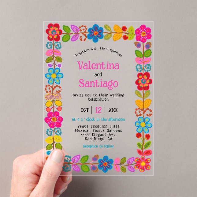 Modern Mexican acrylic wedding invitation (Insitu (Handheld))