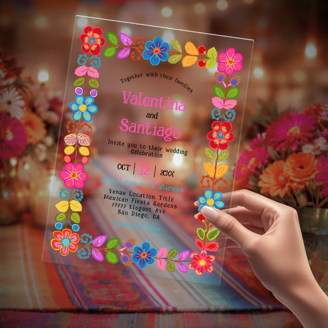 Modern Mexican acrylic wedding invitation (Creator Uploaded)
