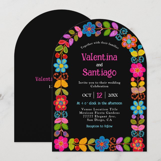 Modern Mexican arch wedding invitation (Front/Back)