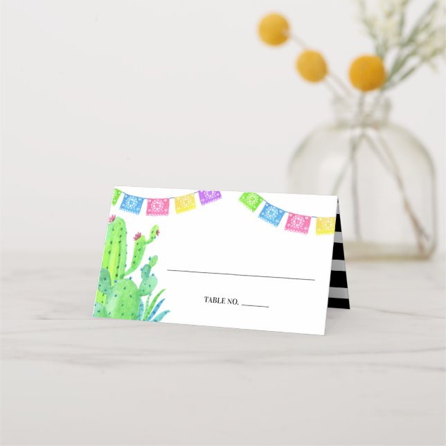 Modern Mexican Fiesta Folded Place Card (Front)