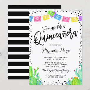 Modern Mexican Fiesta Quinceanera Invitation