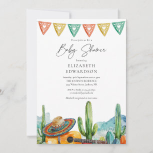 Modern Mexican Fiesta Watercolor Baby Shower Invitation