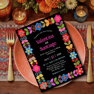 Modern Mexican floral wedding Invitation