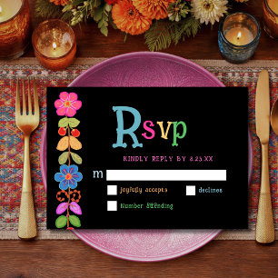   Modern Mexican floral wedding RSVP Card