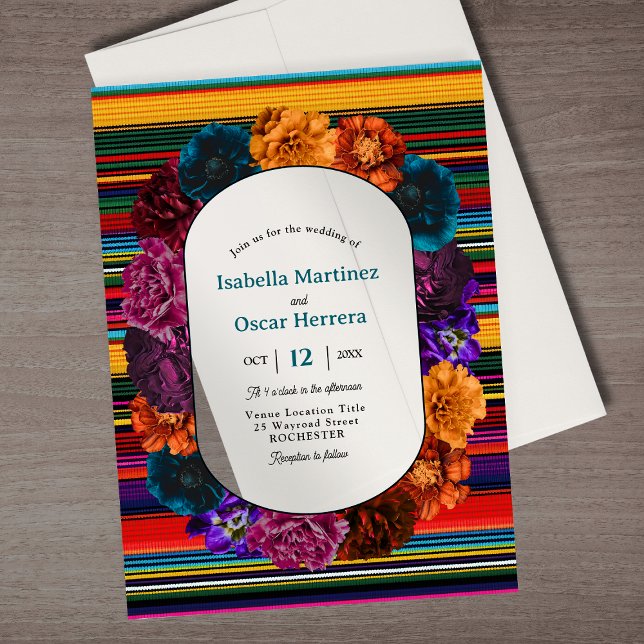 Modern Mexican flowers acrylic wedding invitation (Creator Uploaded)