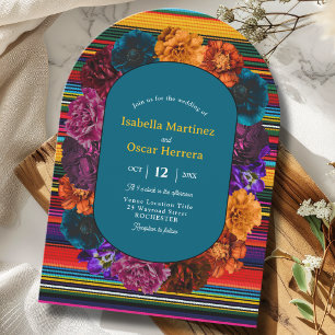 Modern Mexican flowers arch wedding  Invitation