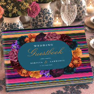 Modern Mexican flowers wedding Guest Book