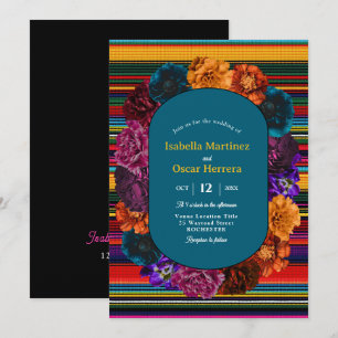 Modern Mexican flowers wedding invitation