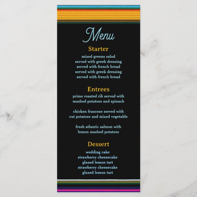 Modern Mexican flowers wedding Menu (Front)