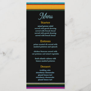 Modern Mexican flowers wedding Menu