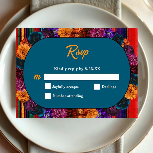 Modern Mexican flowers wedding  RSVP Card (Creator Uploaded)