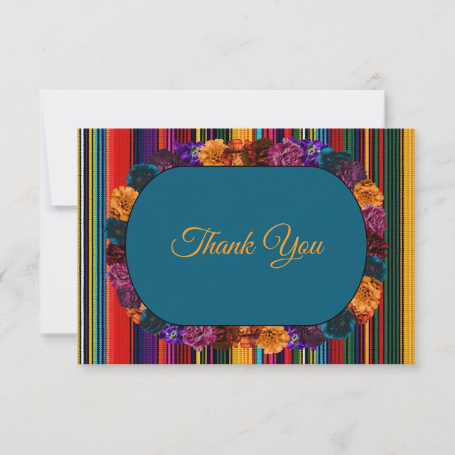 Modern Mexican flowers wedding Thank You Card (Front)