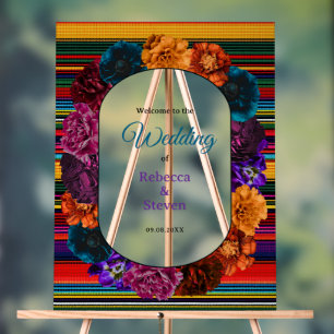 Modern Mexican flowers wedding welcome Acrylic Sign