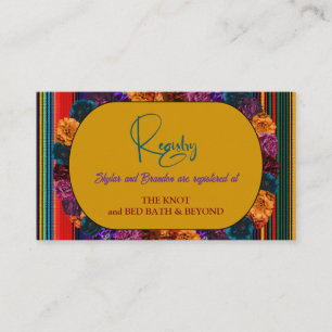 Modern Mexican flowers wedding yellow registry Enclosure Card